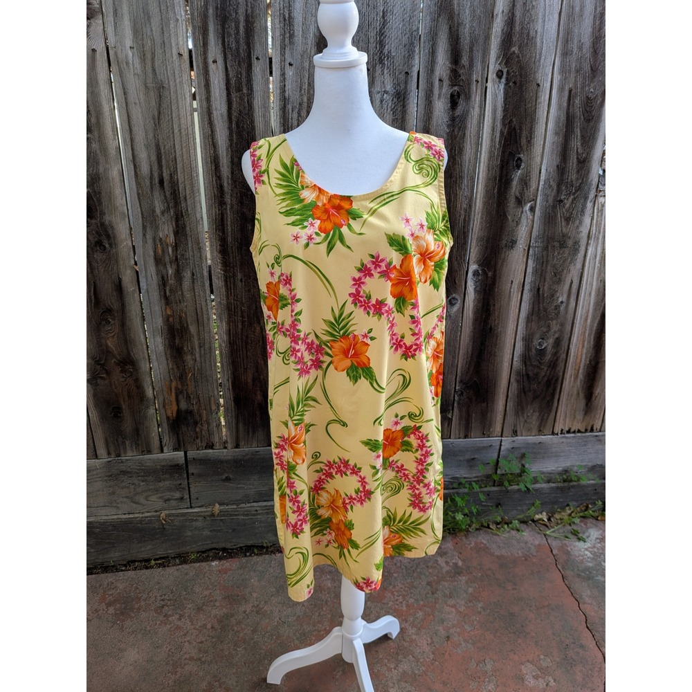 Sharkie Clothing Co Hawaiian Cotton Floral Mini Dress‎ Yellow Large